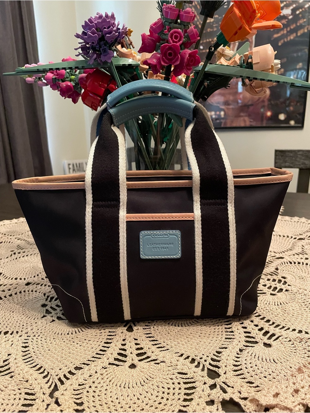 Coach Hampton Weekend Mini Tote Bag in black and blue